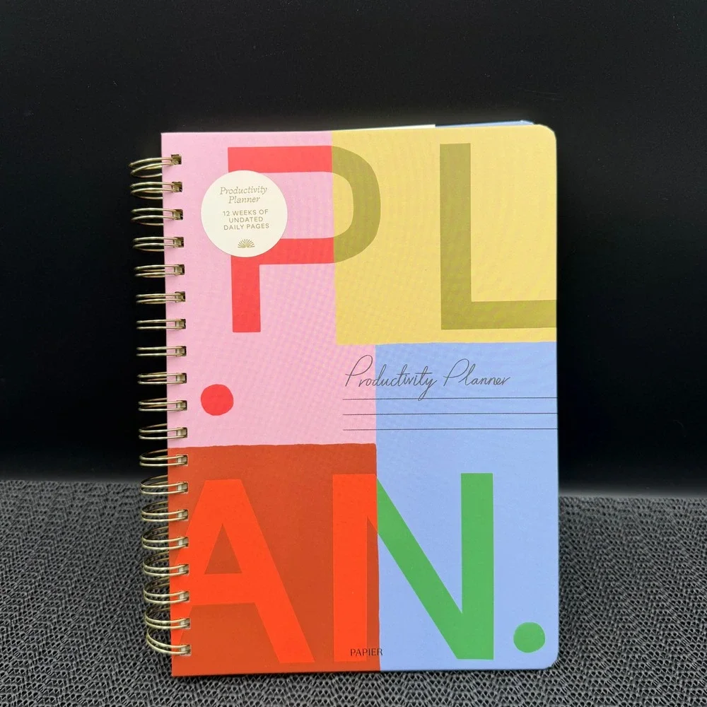 Papier Productivity Planner Undated Daily 12 Week Spiral Hardcover Colorblock